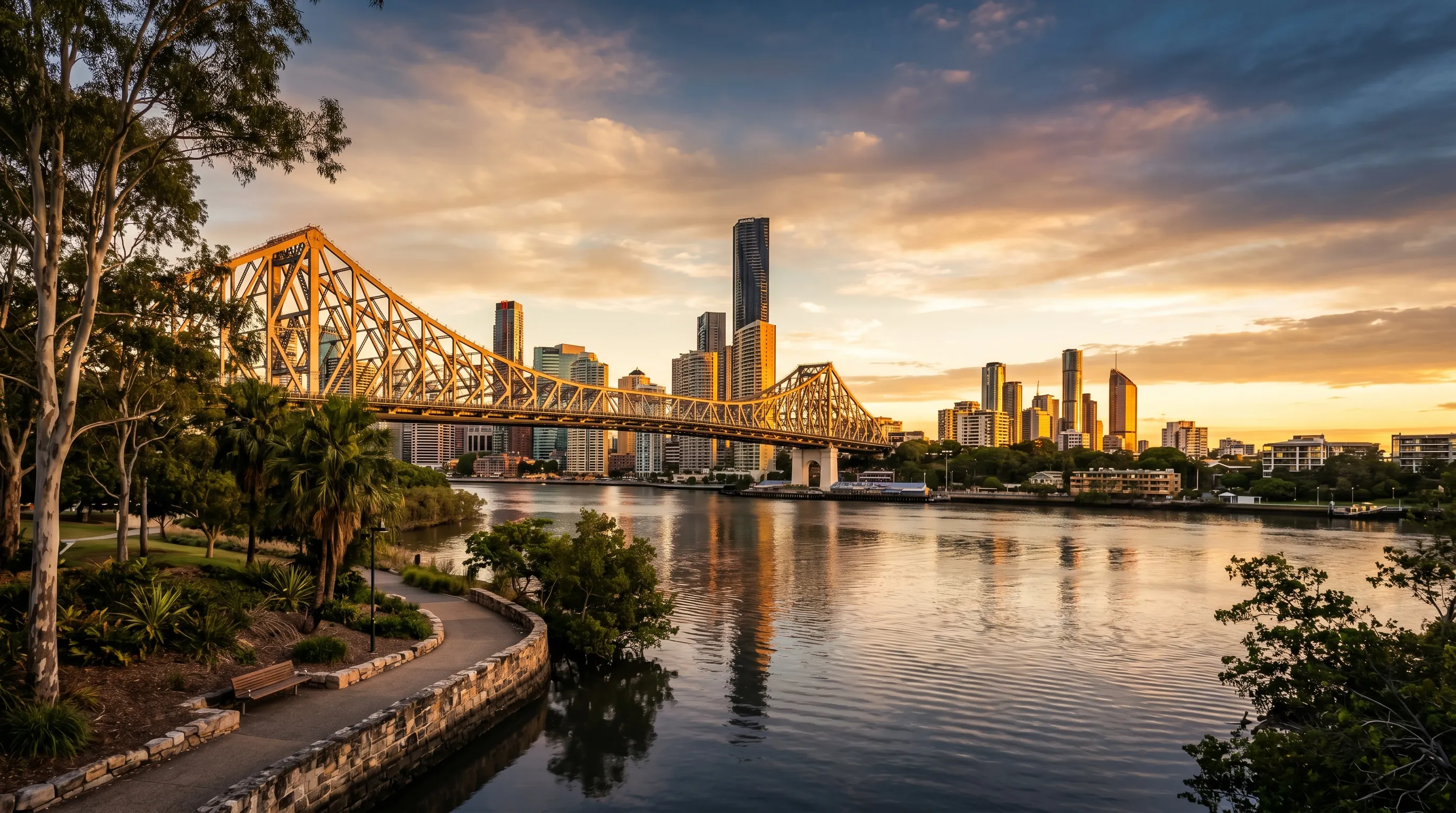 View of the Story Bridge and Brisbane River with a vehicle in the foreground